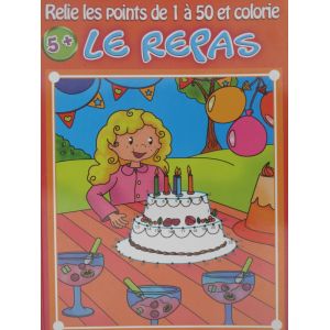 Le repas relie les points de 1 à 50 et colorie 5 ans et plus