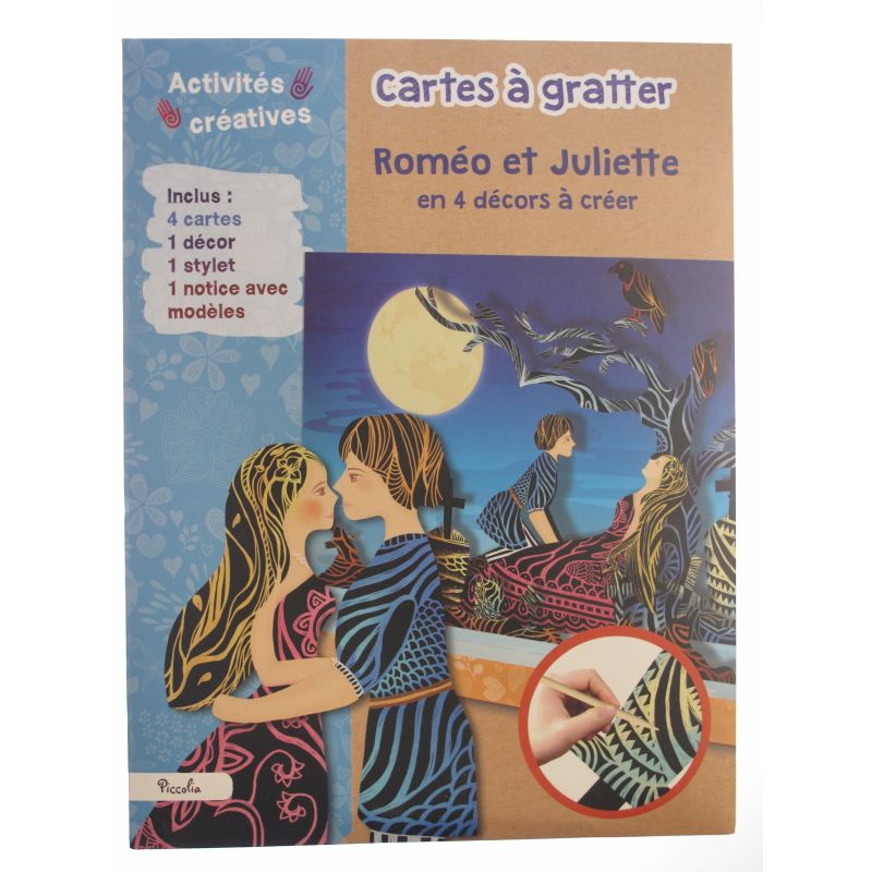 Cartes à gratter Roméo et Juliette en 4 décors à créer. Activités créatives.