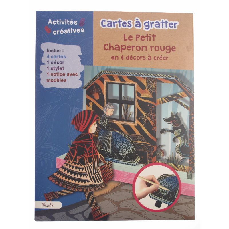 Cartes à gratter Le petit Chaperon rouge en 4 décors à créer. Activités créatives.